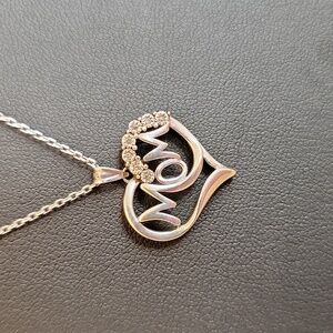 RALPH LAUREN Sterling Silver MOM Pendant w/ Diamond Accents